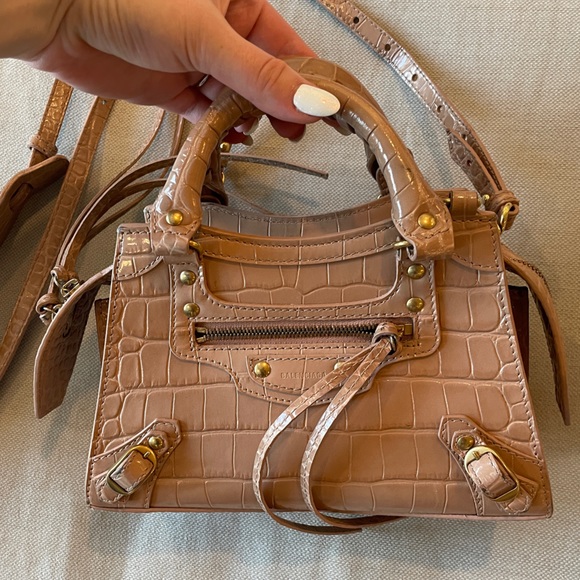 🧡Balenciaga🧡Neo Classic Crocodile Embossed Mini Handbag - Picture 4 of 10